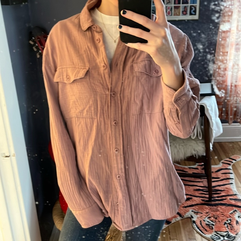 Madewell Mauve Pink Oversized Button Down Shirt Size S